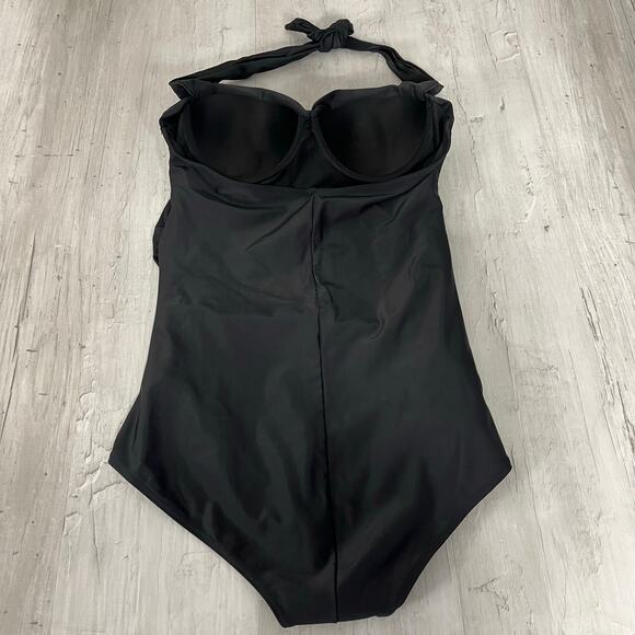 Ebuddy Black Halter Tummy Cover One Piece Swim Bathing Suit XL - Picture 2 of 7
